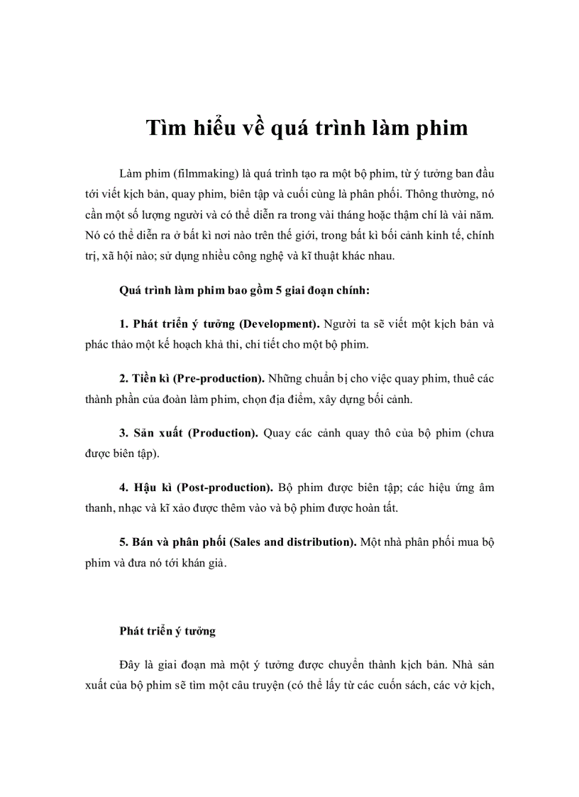 image for page Tìm hiểu về quá trình làm phim