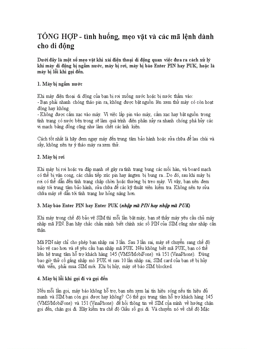 image for page TỔNG HỢP tình huống mẹo vặt và các mã lệnh dành cho di động