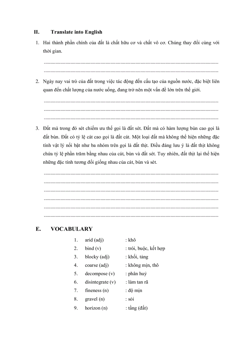 image for page Tiếng anh chuyên ngành Thổ nhưỡng và Môi trường đất