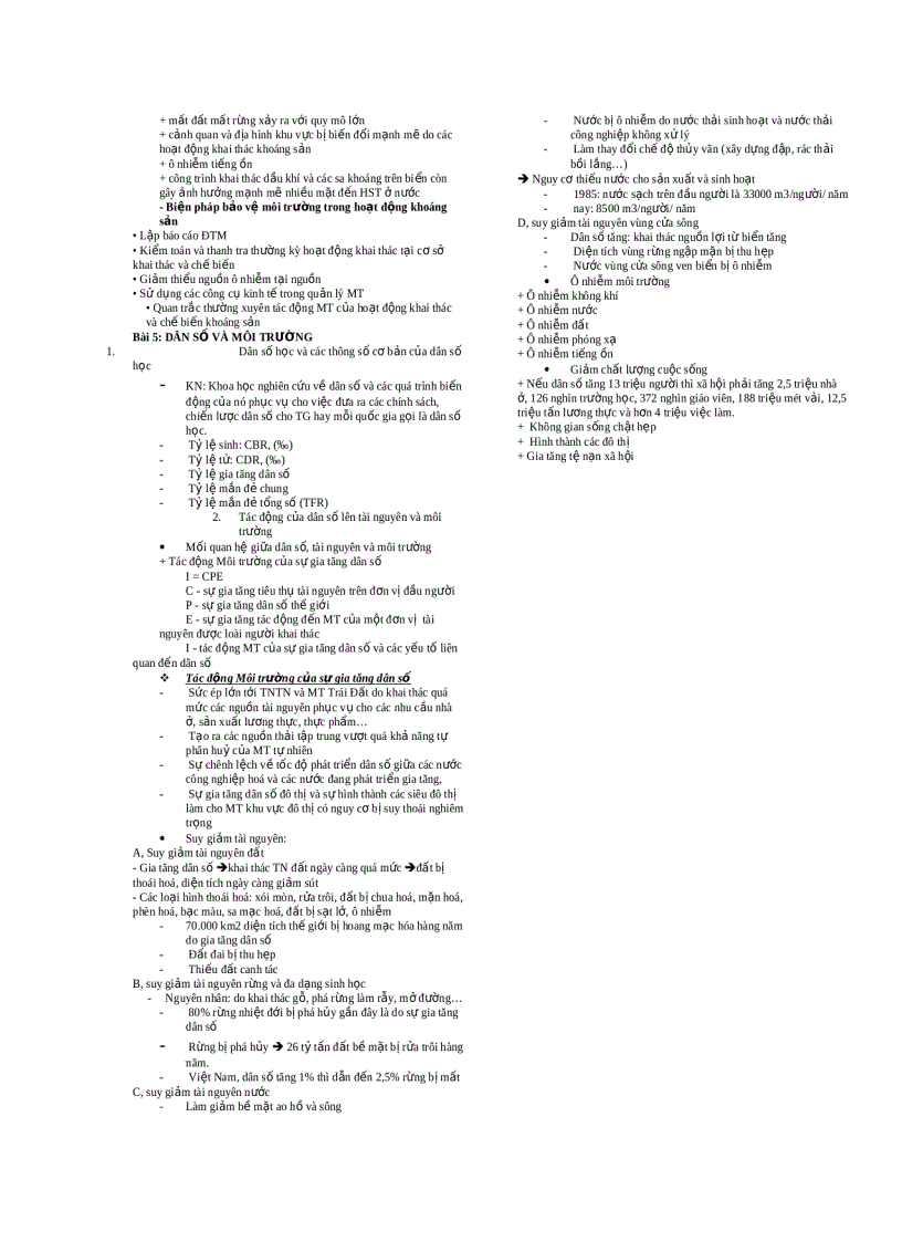 image for page Đề cương ôn tập môn khoa học môi trường địa chất