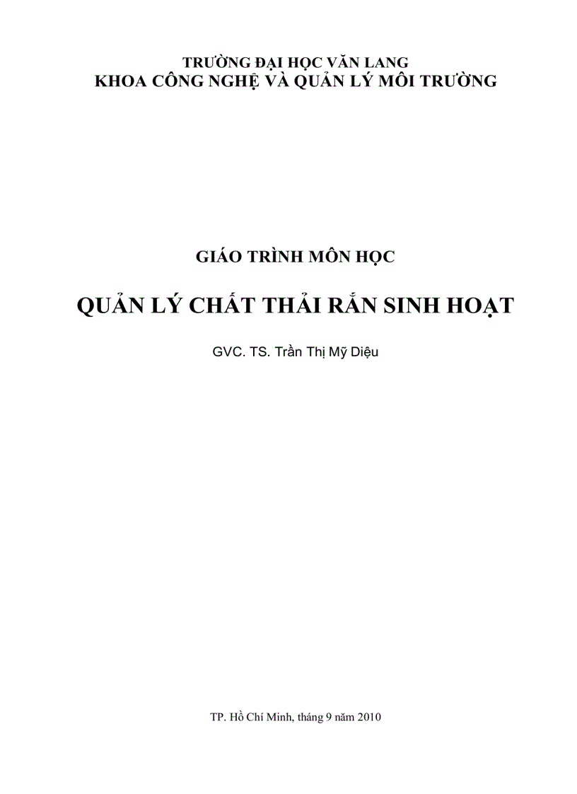 image for page Giáo trình môn quản lí chất thải rắn sinh hoạt