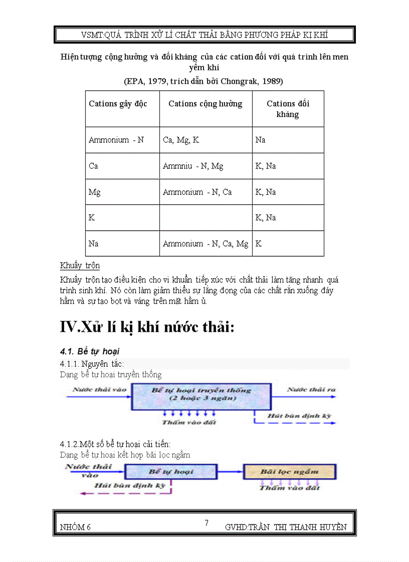 Quá trình xử lí chất thải bằng phương pháp kị khí