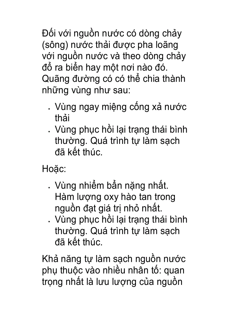 Quá trình tự làm sạch các nguồn nước