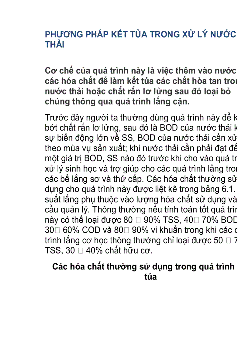 image for page Phương pháp kết tủa trong xử lý nước thải