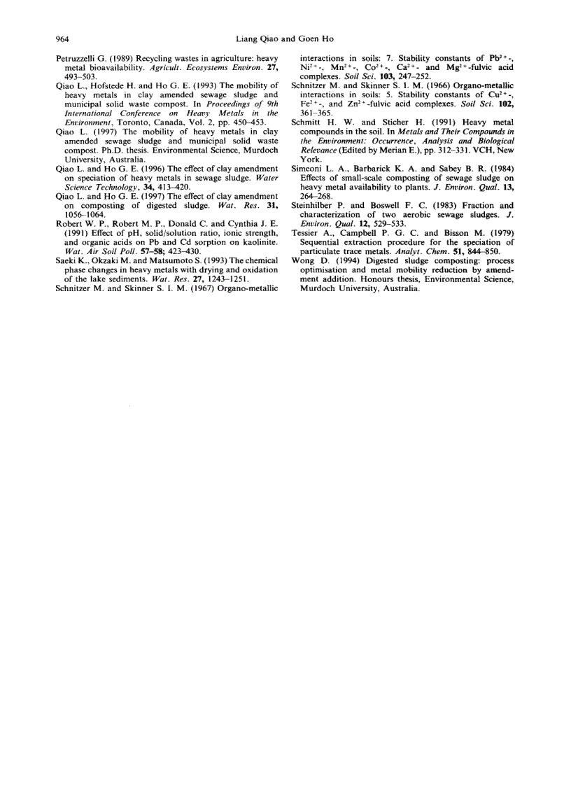 image for page The effects of clay a m e n d m e n t and composting on metal speciation in digested sludge liang qiao