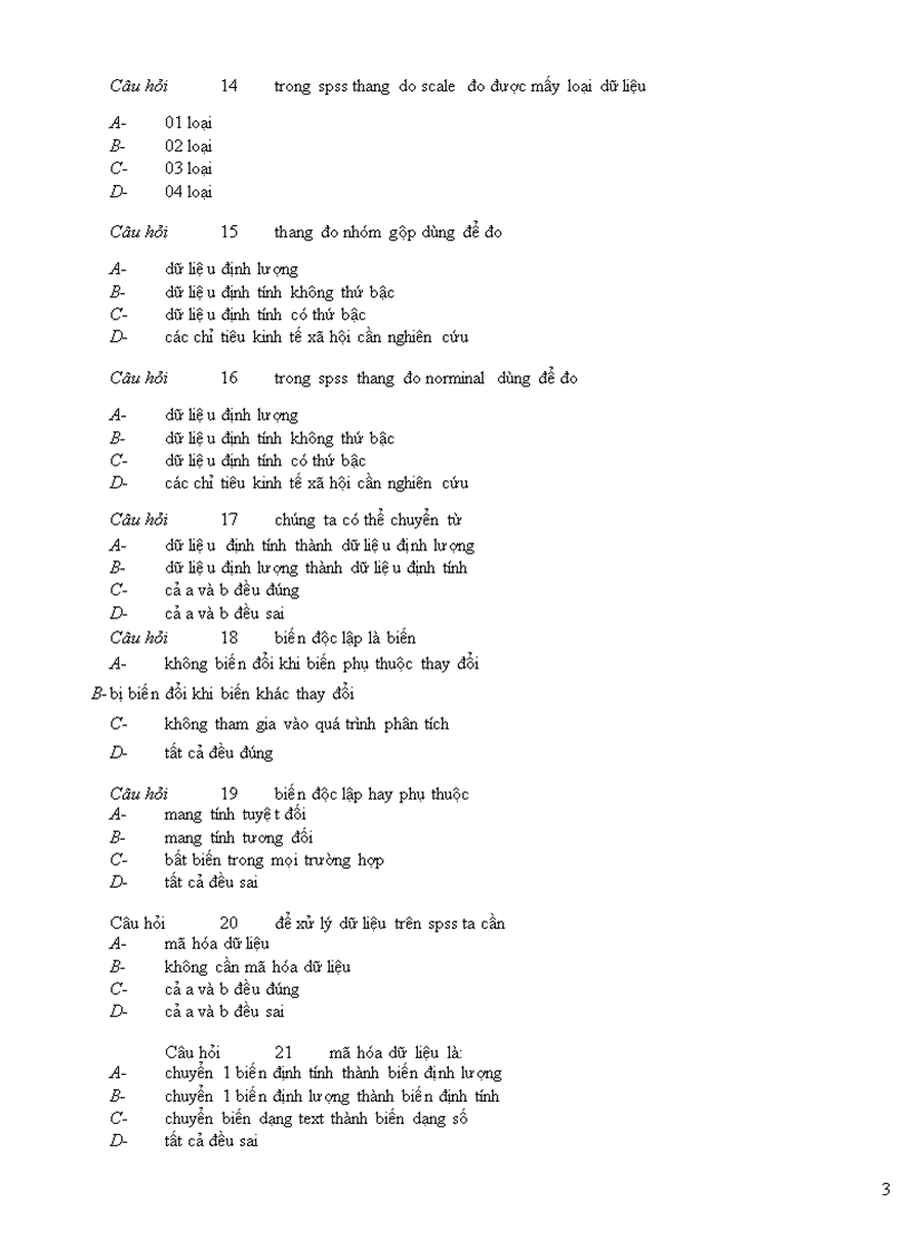 Trắc nghiệm phần mềm spss