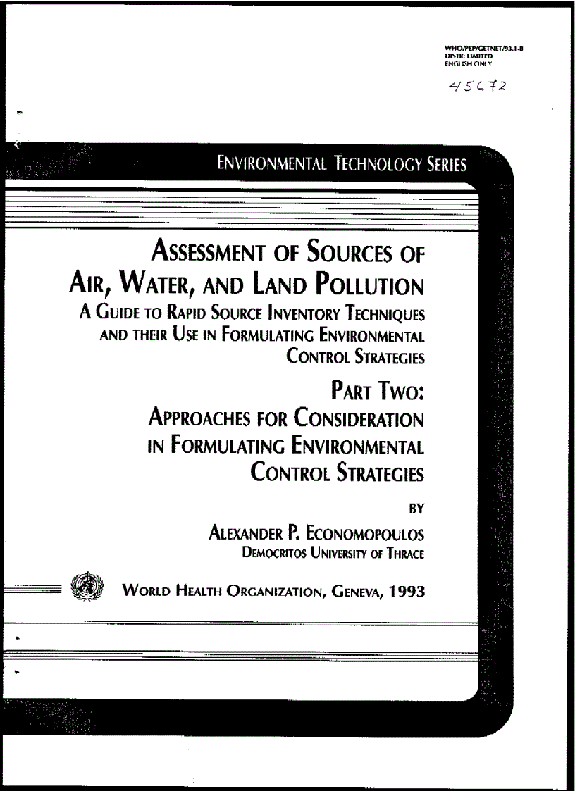 Assessment of source of air water and land pollution