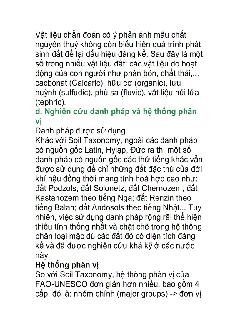 Bản chất phương pháp phân loại đất theo FAOUNESCO