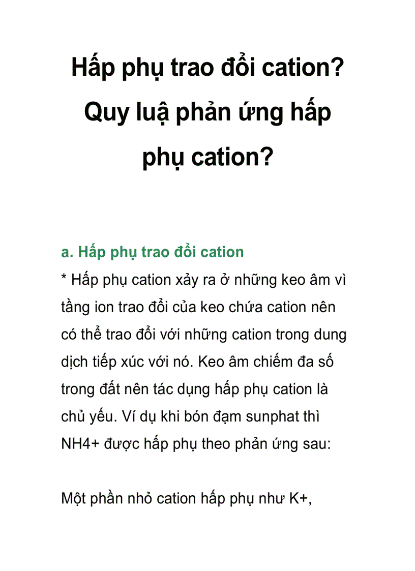 image for page Hấp phụ trao đổi cation Quy luậ phản ứng hấp phụ cation