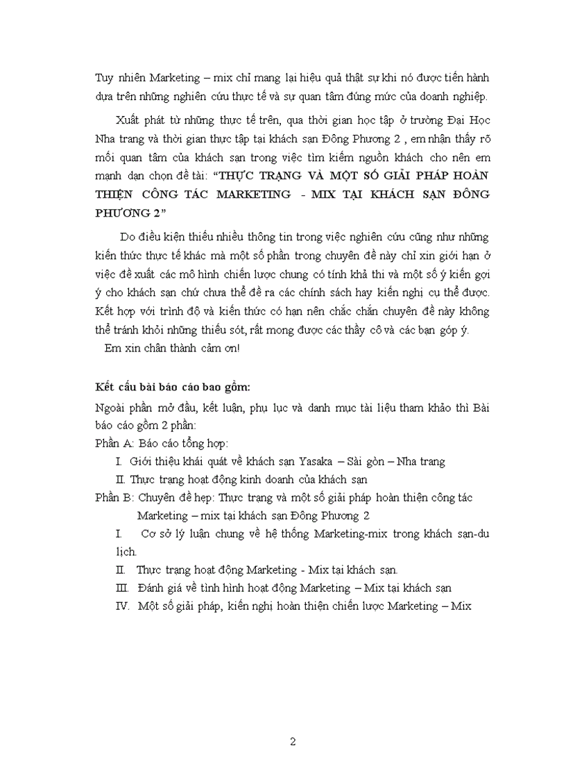 image for page Thực trạng và một số giải pháp hoàn thiện công tác marketing mix tại khách sạn đông phương 2