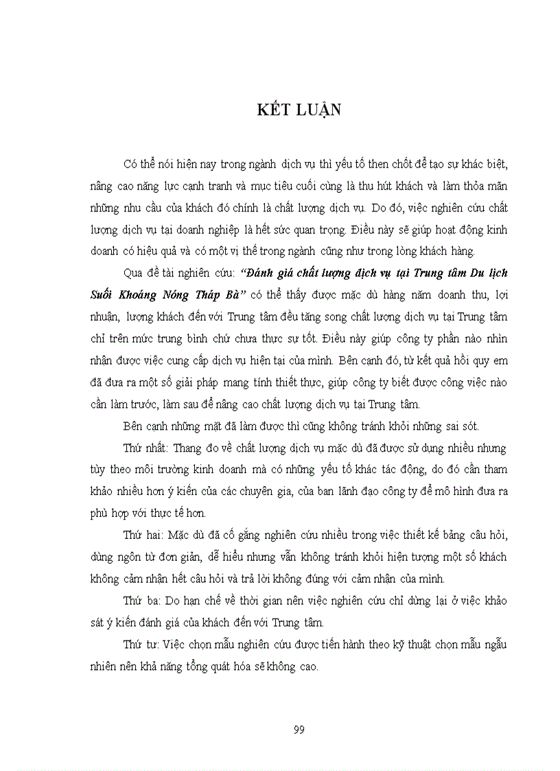image for page Đánh giá chất lượng dịch vụ tại Trung tâm du lịch Suối Khoáng Nóng Tháp Bà