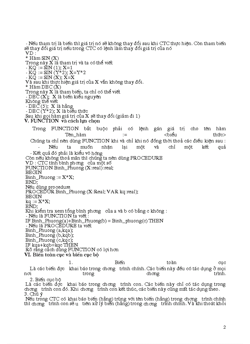 image for page Chương trình con trong Pascal