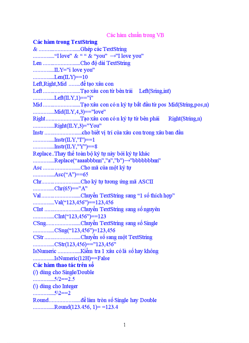image for page Các hàm chuẩn trong VB