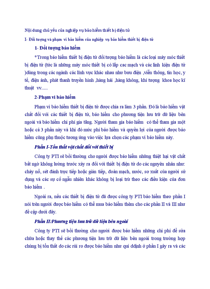 image for page Nội dung chủ yếu của nghiệp vụ bảo hiểm thiết bị điện tử