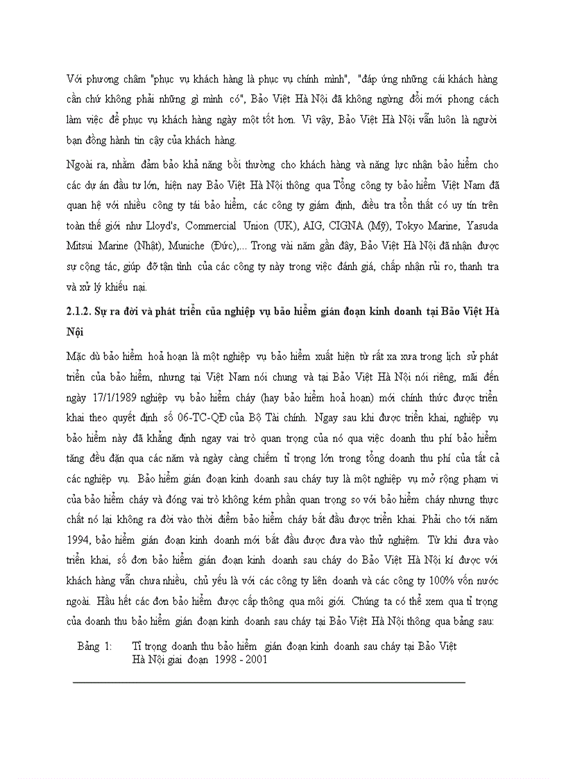 image for page Sự ra đời và phát triển của nghiệp vụ bảo hiểm gián đoạn kinh doanh tại Công ty bảo hiểm Hà Nội