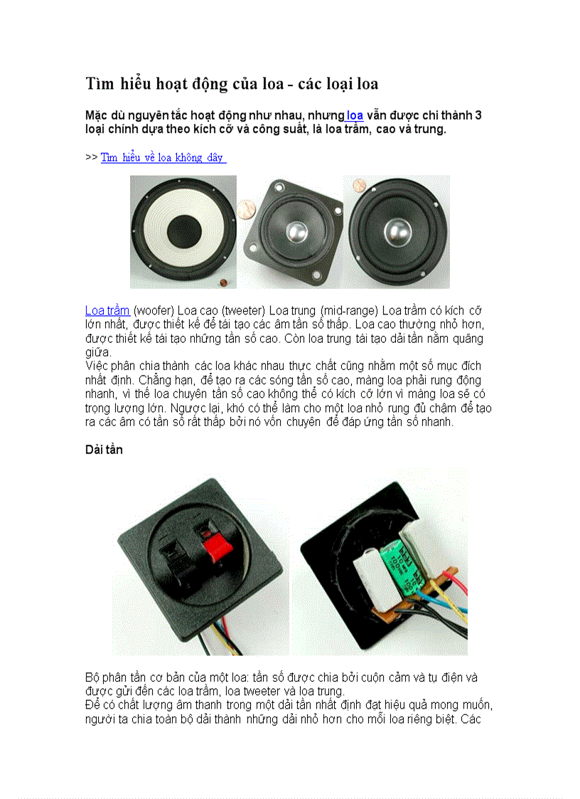 Tìm hiểu hoạt động của loa các loại loa