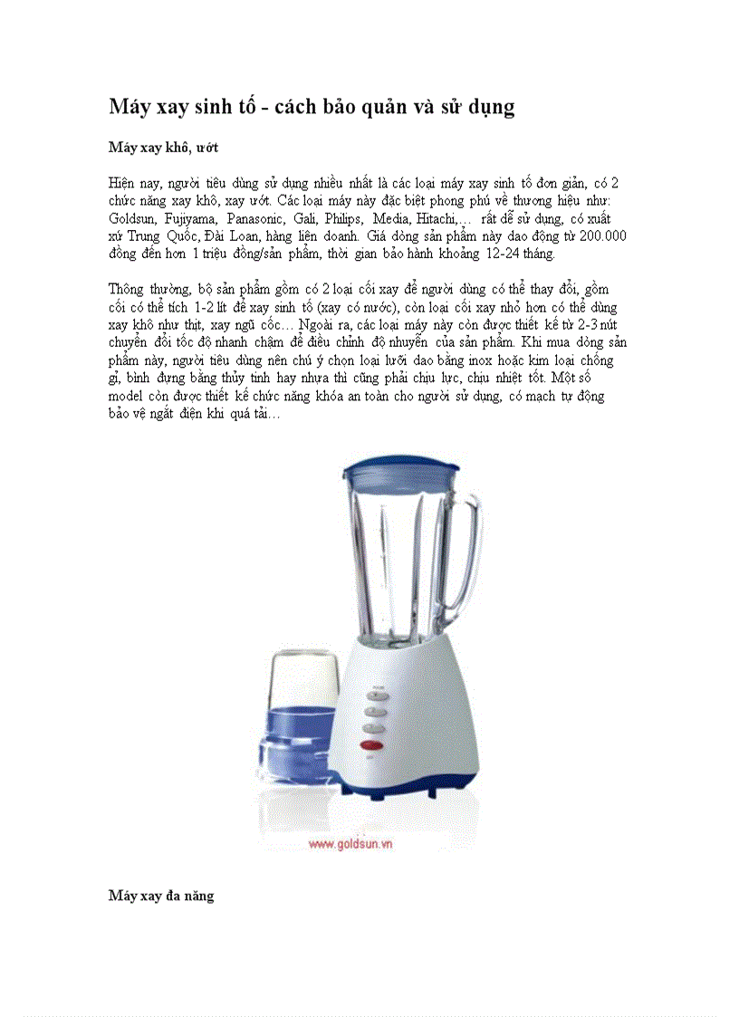 image for page Máy xay sinh tố cách bảo quản và sử dụng