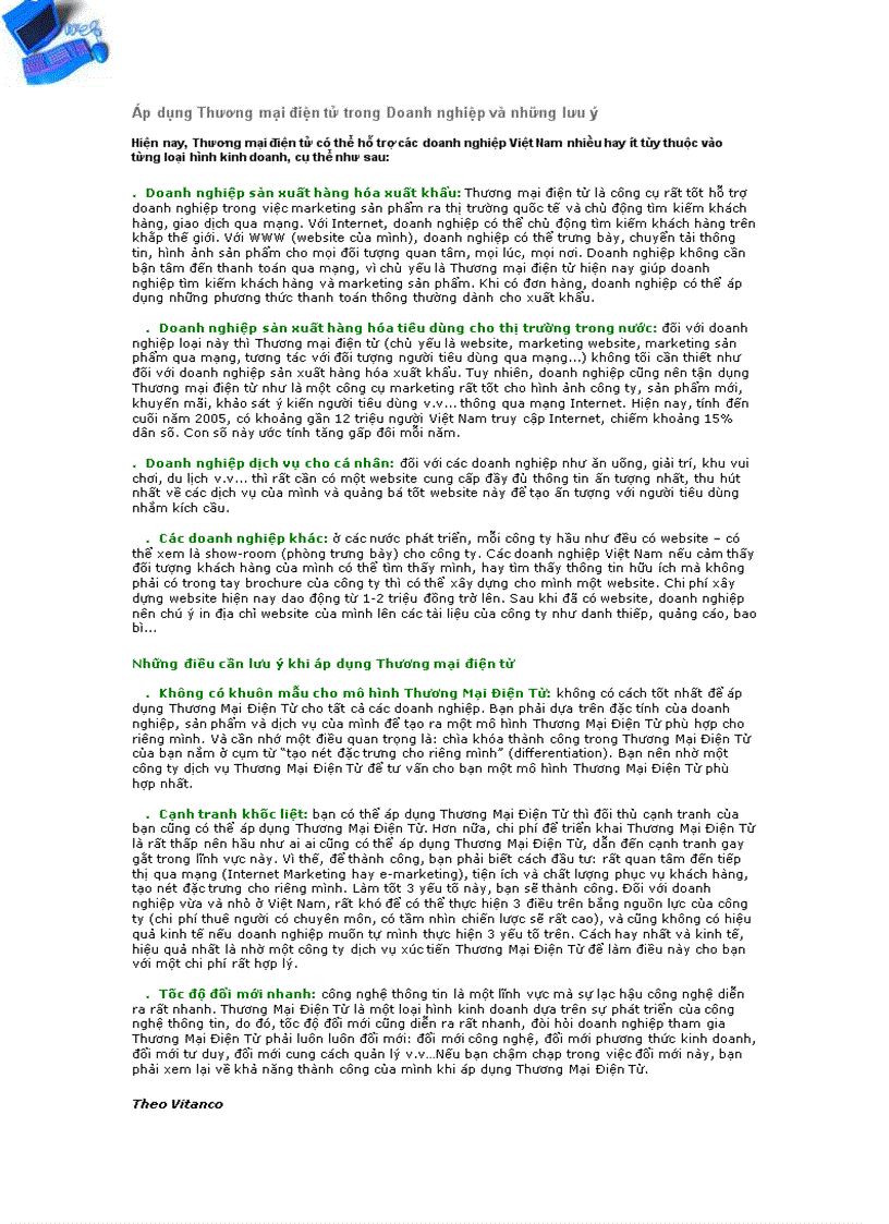 image for page Áp dụng thương mại điện tử trong doanh nghiệp và những lưu ý