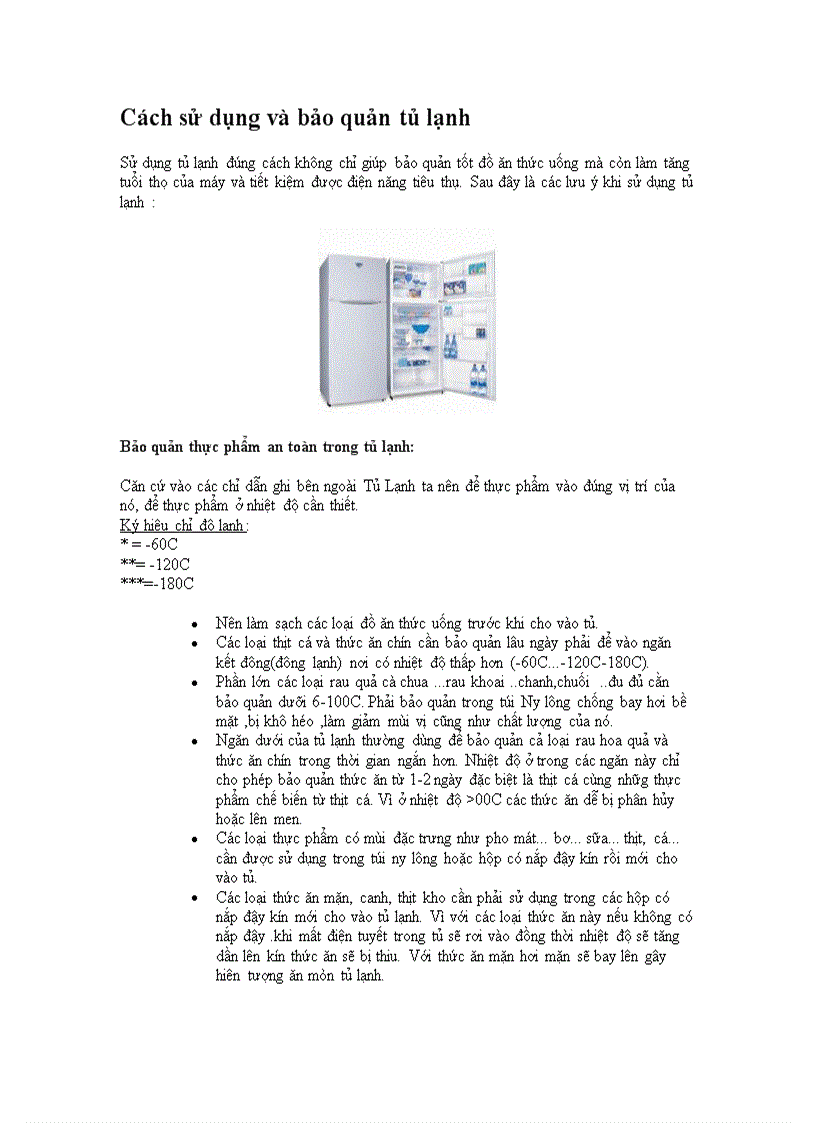 image for page Cách sử dụng và bảo quản tủ lạnh