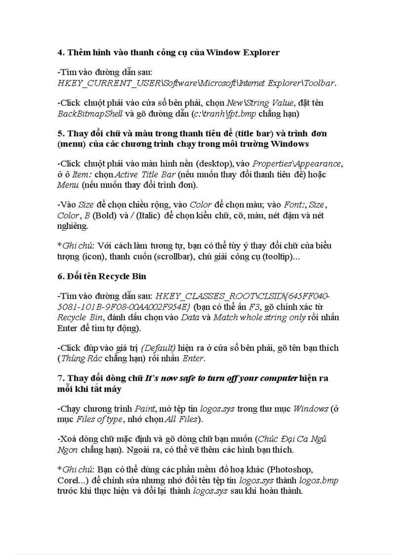 image for page Thay đổi một số default trong Windows