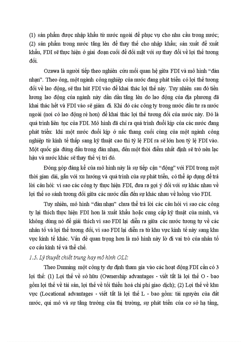 Các lý thuyết về đầu tư trực tiếp nước ngoài FDI