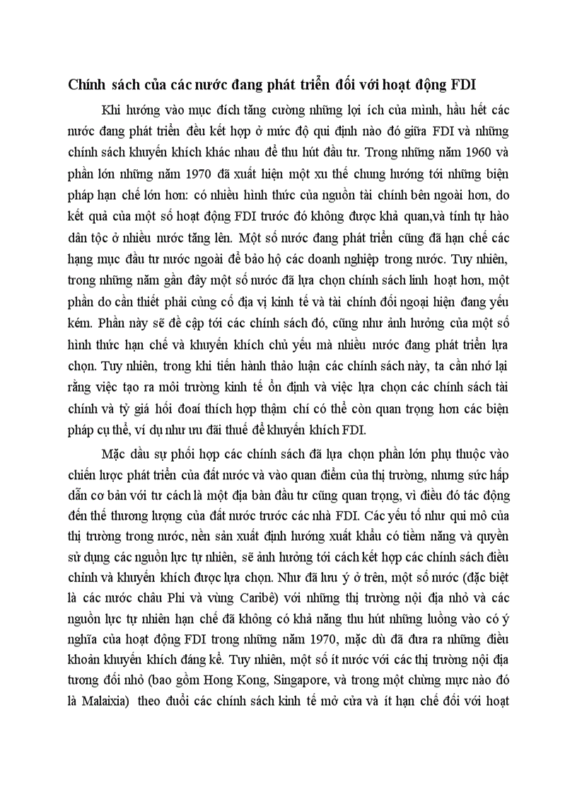 image for page Chính sách của các nước đang phát triển đối với hoạt động FDI