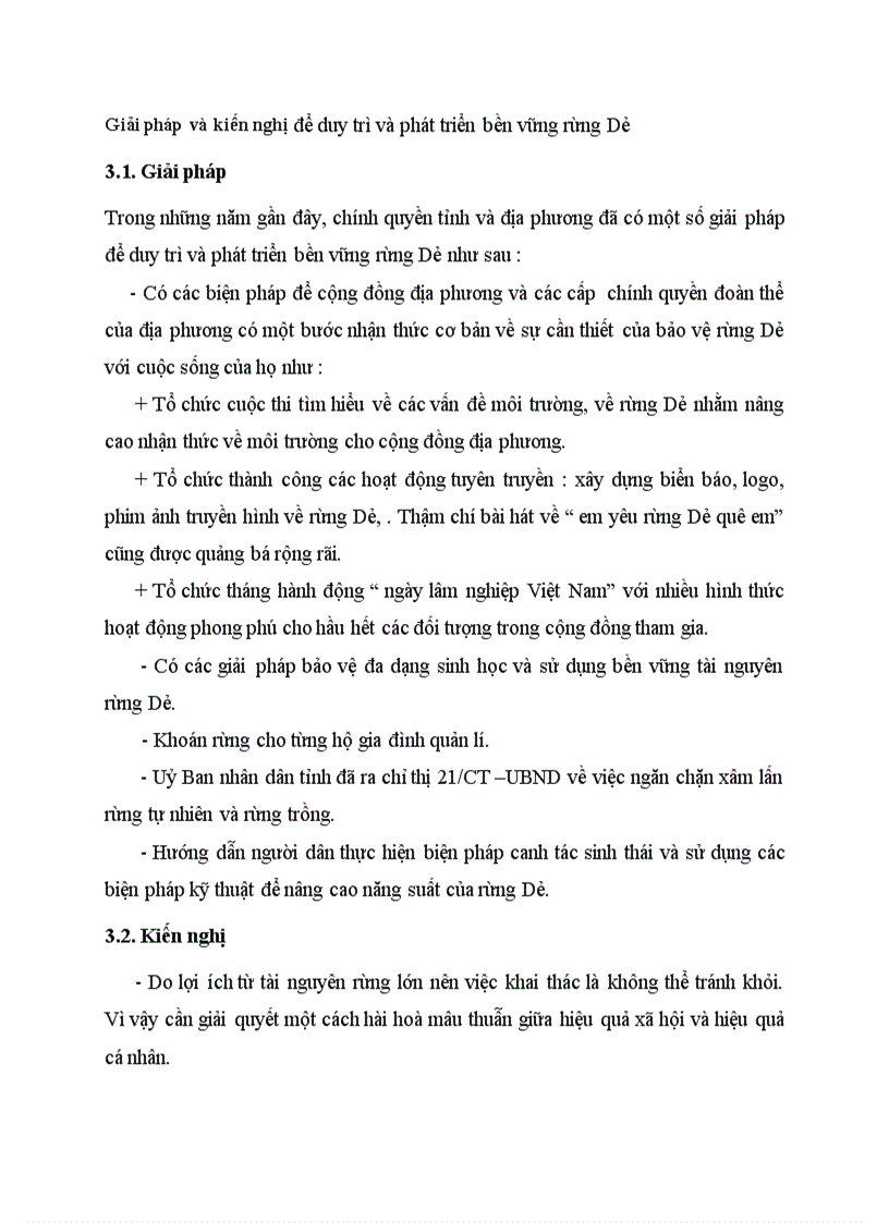 image for page Giải pháp và kiến nghị để duy trì và phát triển bền vững rừng Dẻ