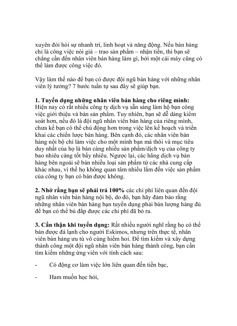 image for page Xây dựng đội ngũ nhân viên bán hàng