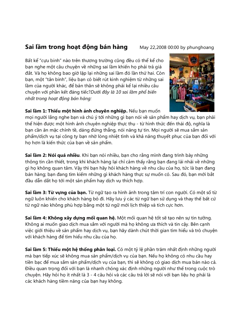 image for page Sai lầm trong hoạt động bán hàng