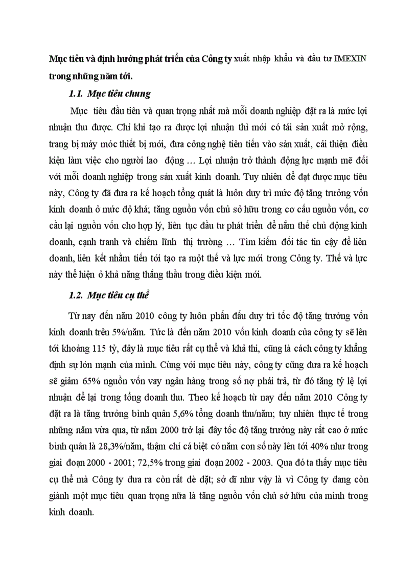 image for page Mục tiêu và định hướng phát triển của Công ty xuất nhập khẩu và đầu tư IMEXIN trong những năm tới