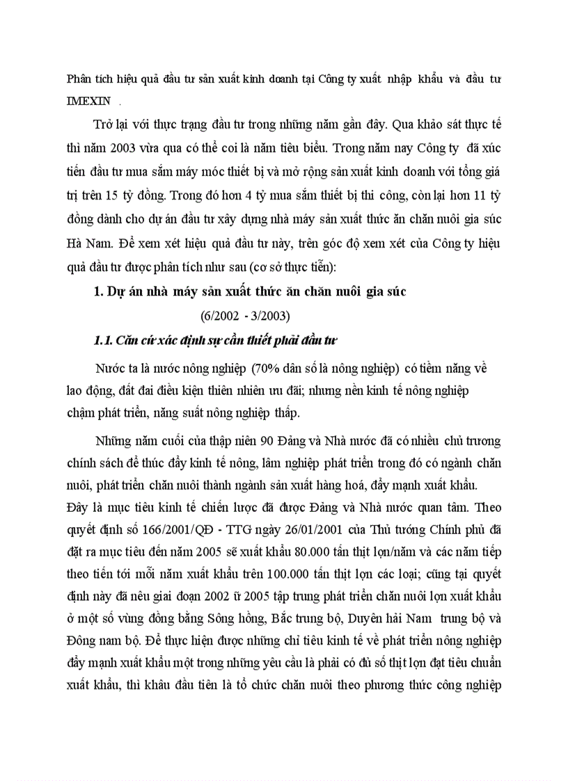 image for page Phân tích hiệu quả đầu tư sản xuất kinh doanh tại Công ty xuất nhập khẩu và đầu tư IMEXIN