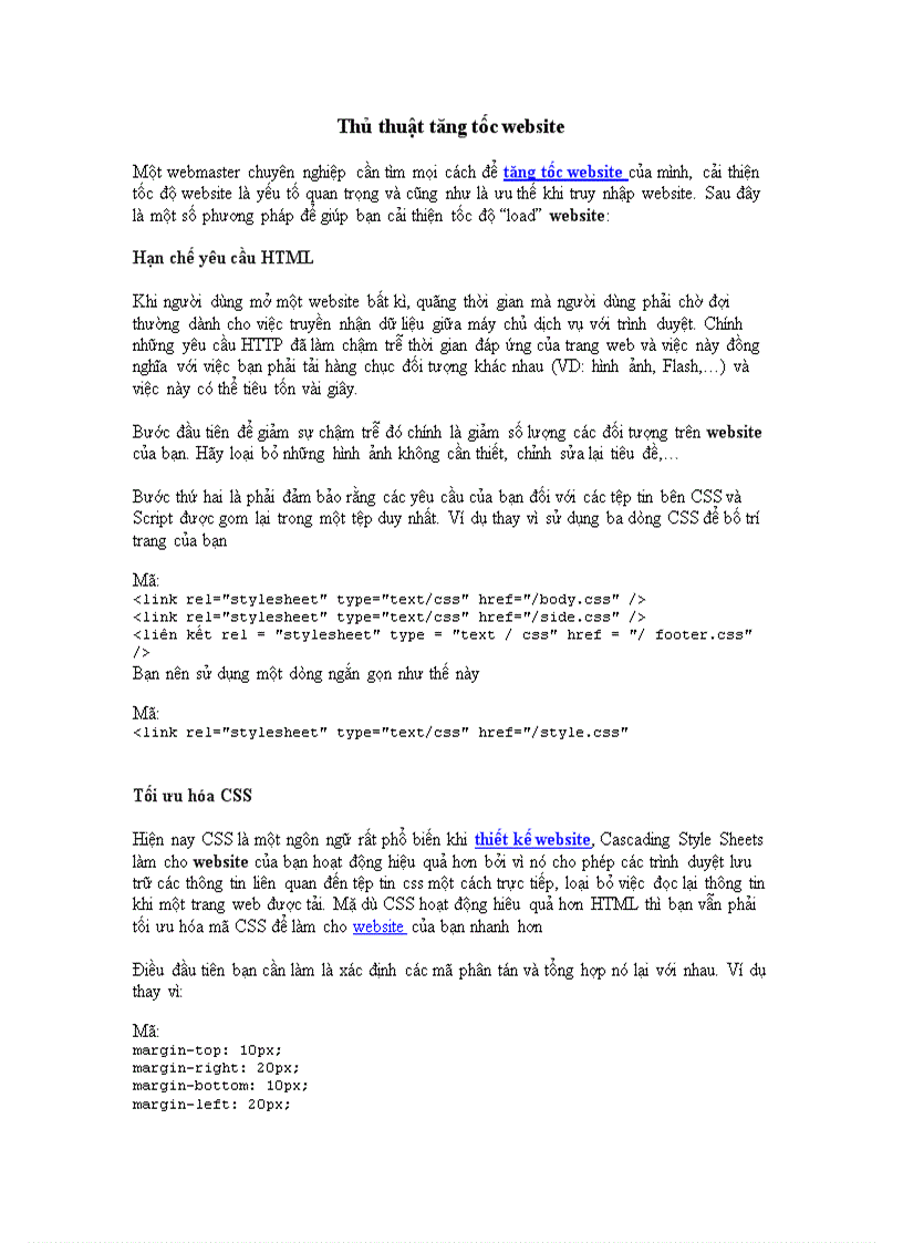 image for page Thủ thuật tăng tốc website