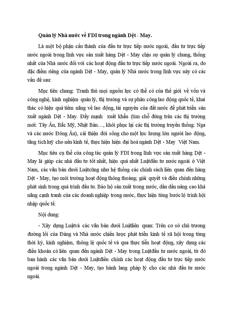 image for page Quản lý Nhà nước về FDI trong ngành Dệt May