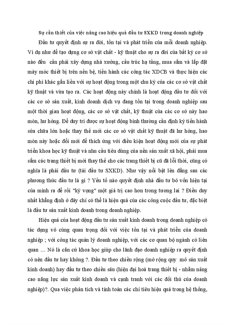 image for page Sự cần thiết của việc nâng cao hiệu quả đầu tư sản xuất kinh doanh trong doanh nghiệp