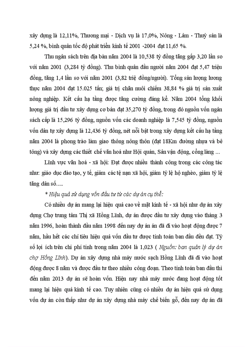 image for page Thực trạng đầu tư từ vốn ngân sách được cấp của thị xã Hồng Lĩnh giai đoạn 2001 2005