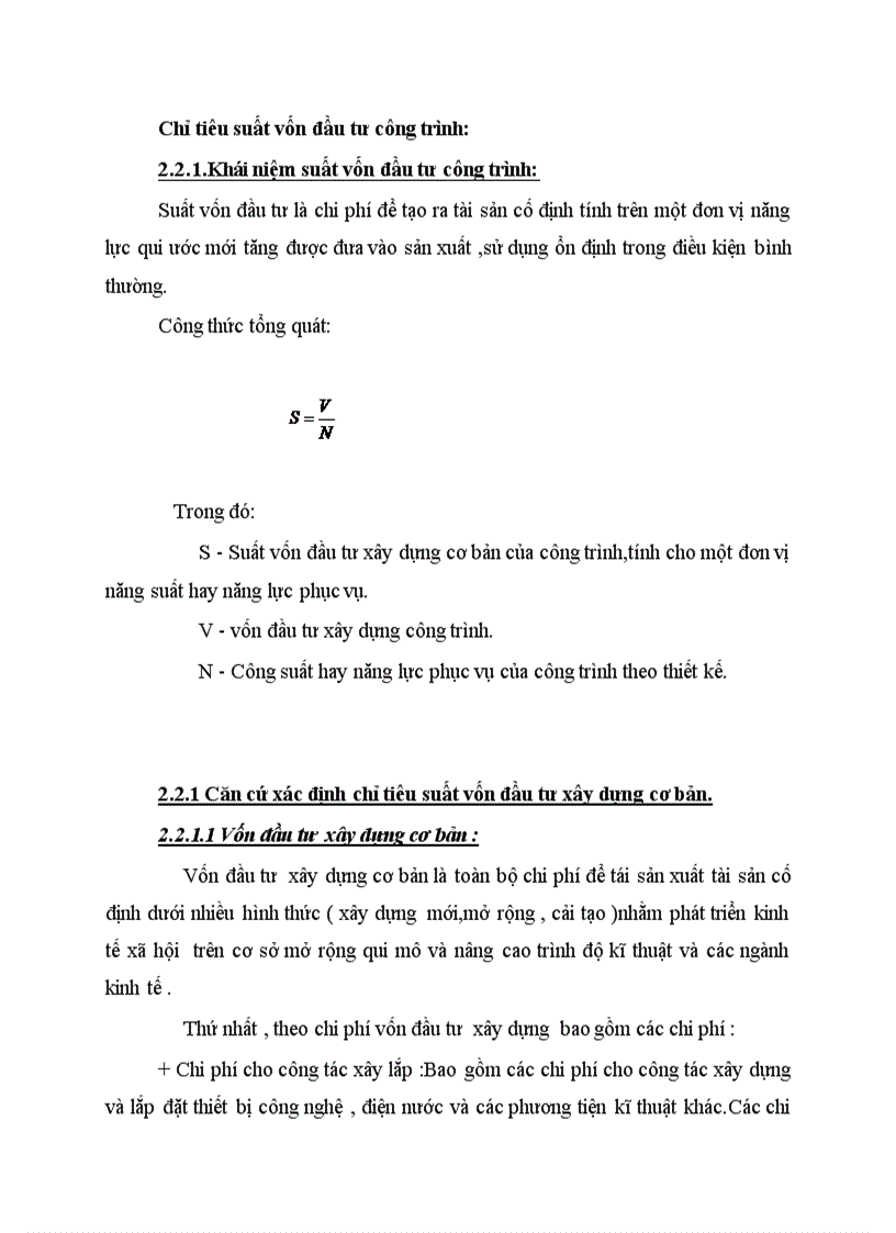 image for page Chỉ tiêu suất vốn đầu tư công trình