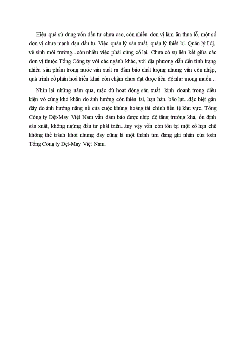Đánh giá chung những thành tựu và hạn chế của hoạt động xuất khẩu hàng may mặc ở Tổng Công ty Dệt May Việt Nam