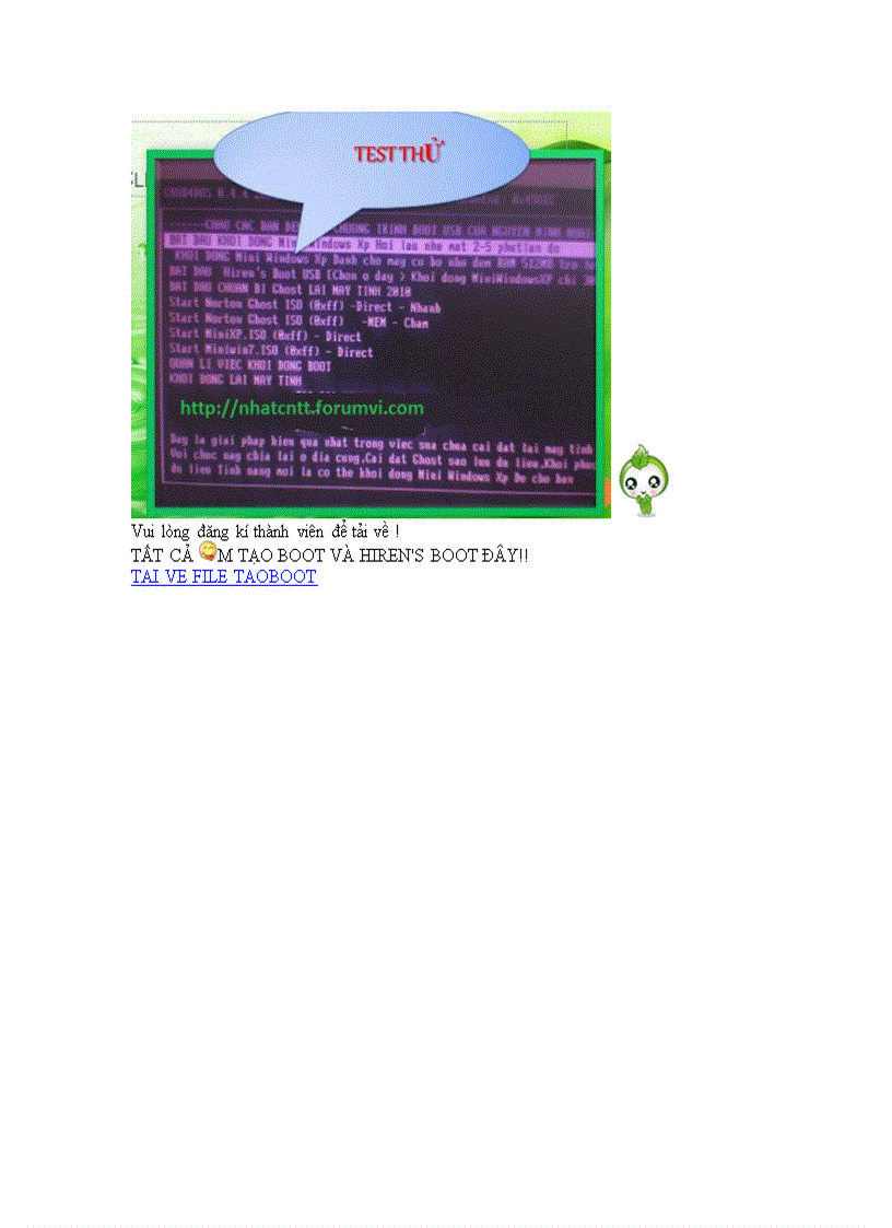 image for page Hướng dẫn boot hiren s 10 4 và Norton Ghost 11 từ USB thật dễ dàng không cần dùng đĩa