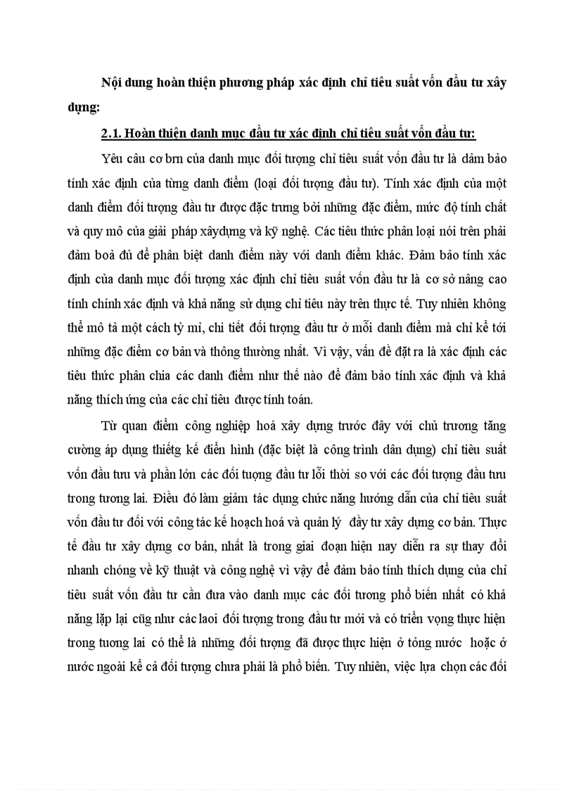 image for page Nội dung hoàn thiện phương pháp xác định chỉ tiêu suất vốn đầu tư xây dựng