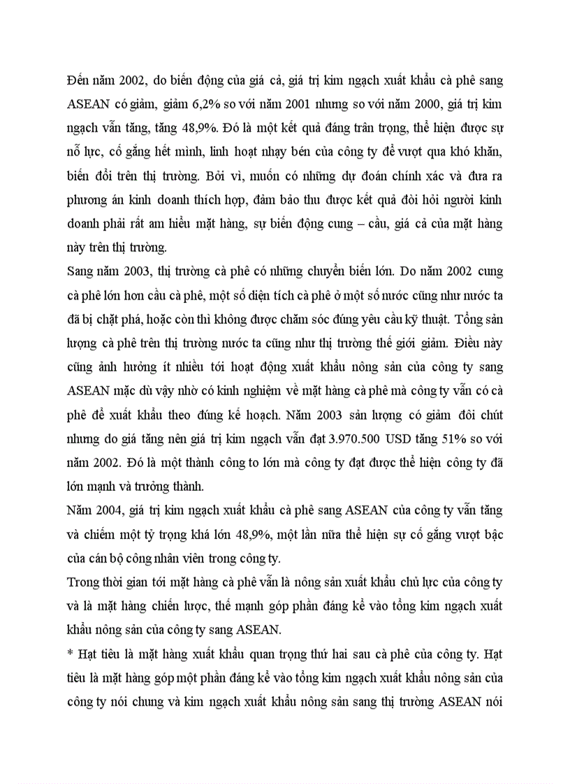 image for page Phân tích kết quả và hiệu quả hoạt động xuất khẩu nông sản của công ty và đánh giá chung về quyết định marketing sản phẩm xuất khẩu