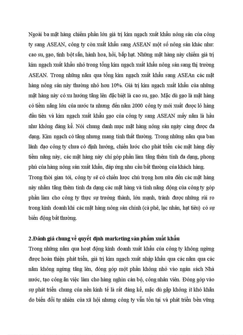 image for page Phân tích kết quả và hiệu quả hoạt động xuất khẩu nông sản của công ty và đánh giá chung về quyết định marketing sản phẩm xuất khẩu