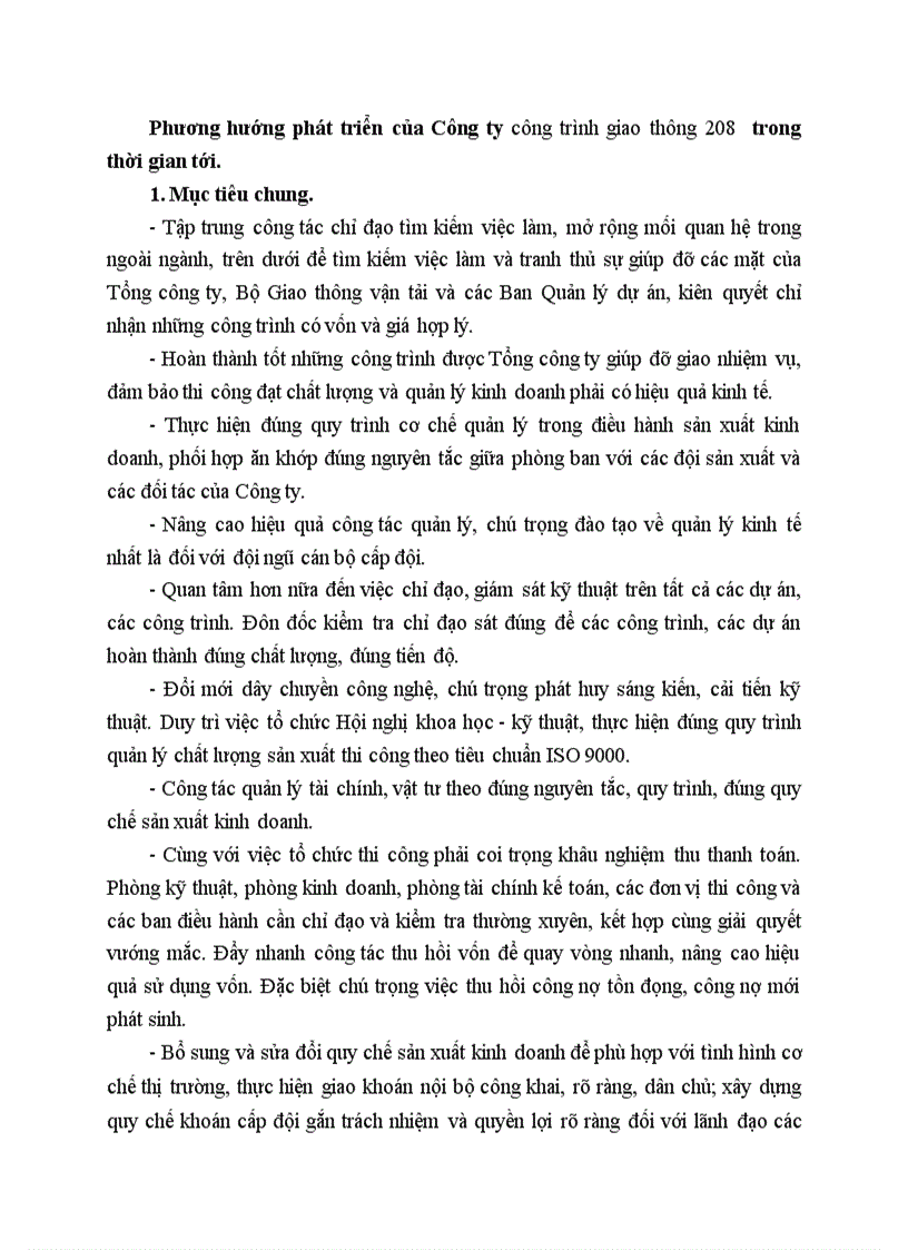 image for page Phương hướng phát triển của Công ty công trình giao thông 208 trong thời gian tới