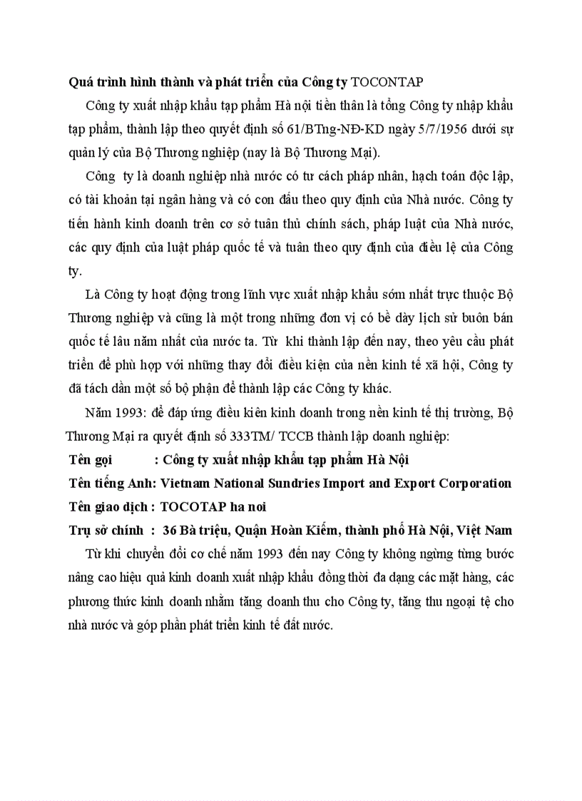 image for page Quá trình hình thành và phát triển của Công ty TOCONTAP