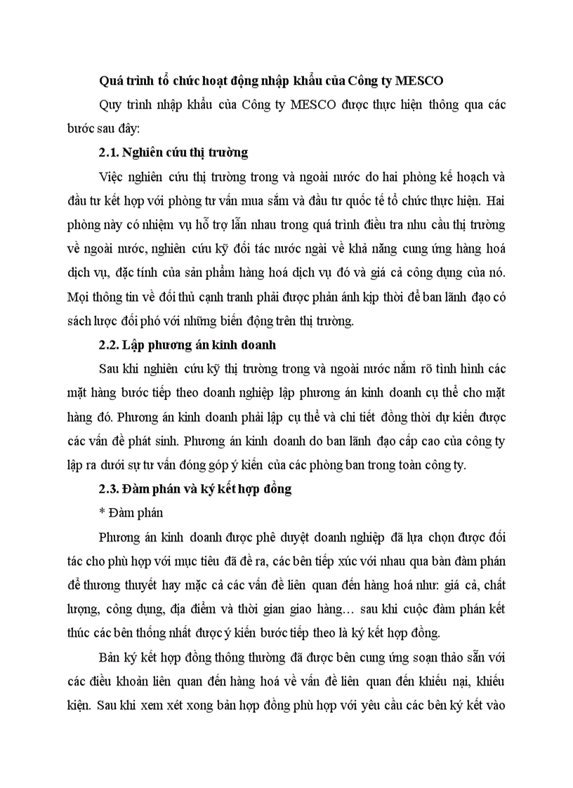 image for page Quá trình tổ chức hoạt động nhập khẩu của Công ty MESCO