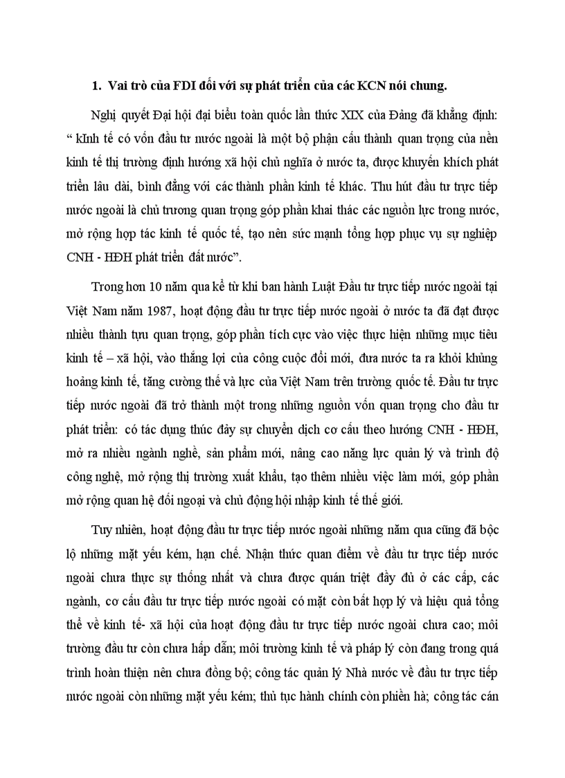 image for page Vai trò của FDI đối với sự phát triển của các KCN nói chung