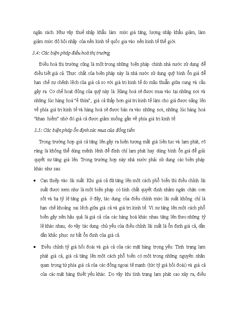 Các biện pháp điều tiết giá cả chủ yếu của nhà nước theo cơ chế thị trường