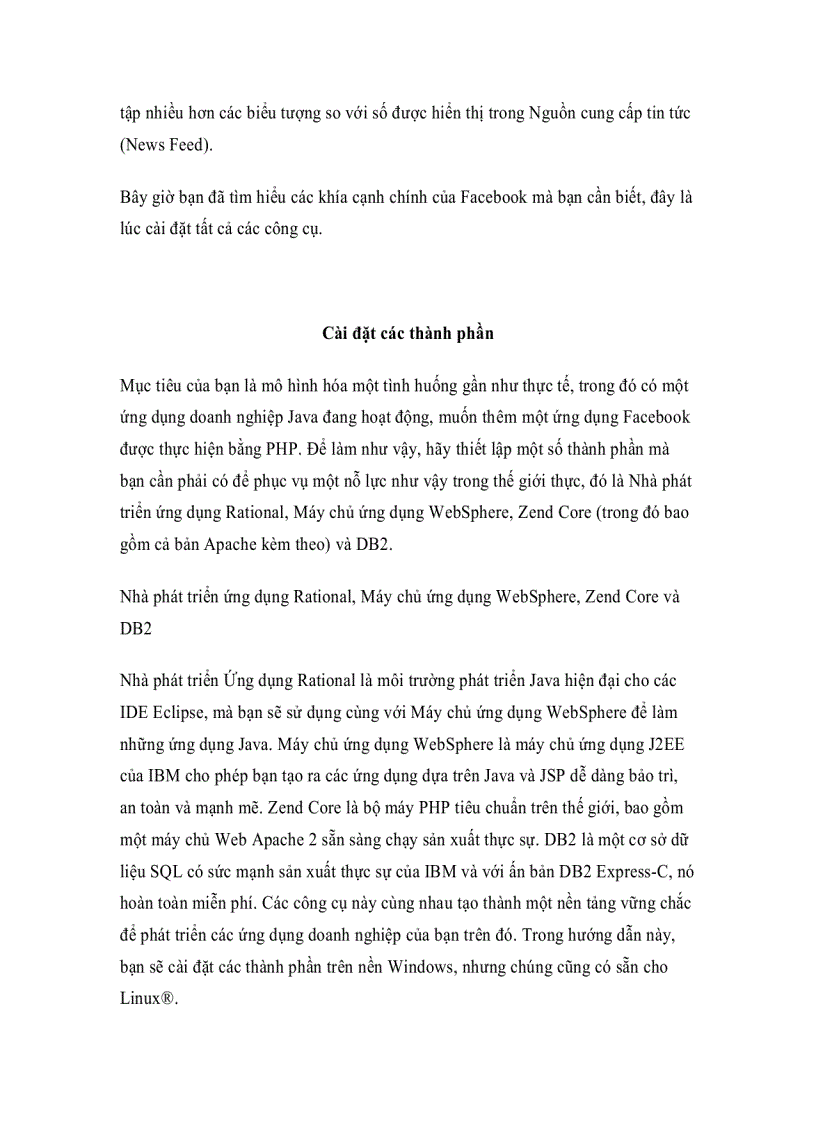 image for page Làm chủ việc phát triển ứng dụng Facebook bằng PHP IBM Rational Application Developer IBM WebSphere Application Server và DB2 Phần 1 Thiết lập các thành phần