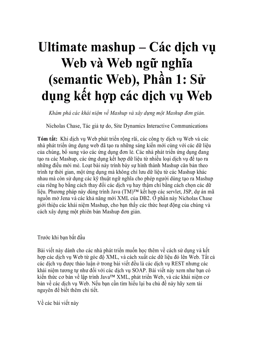 image for page Ultimate mashup Các dịch vụ Web và Web ngữ nghĩa semantic Web Phần 1 Sử dụng kết hợp các dịch vụ Web