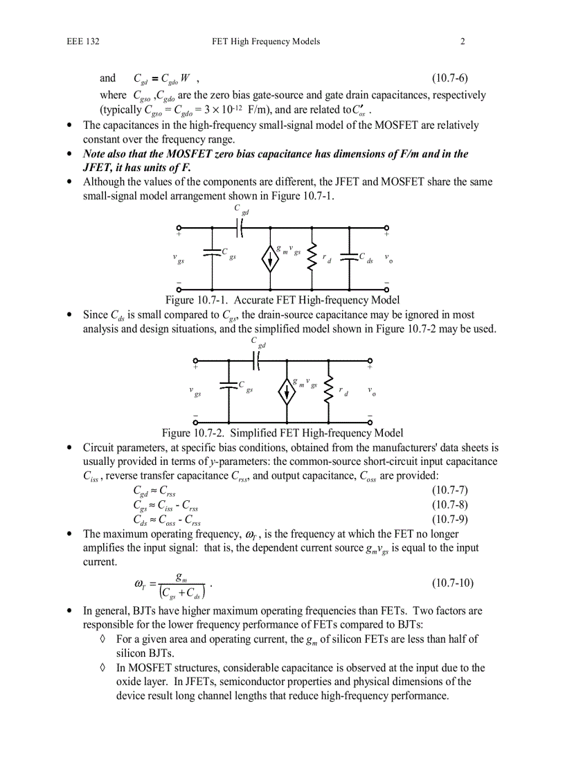 image for page FET High Frequency Models
