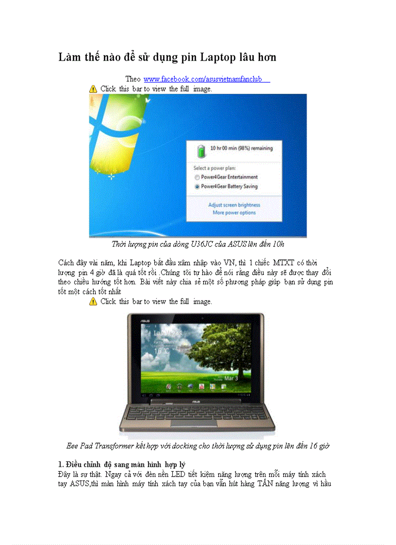 image for page Làm thế nào để sử dụng pin Laptop lâu hơn